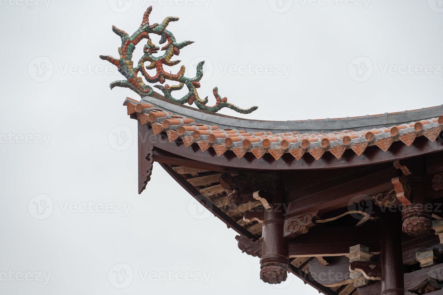 taken och takfoten av traditionella kinesiska tempel foto