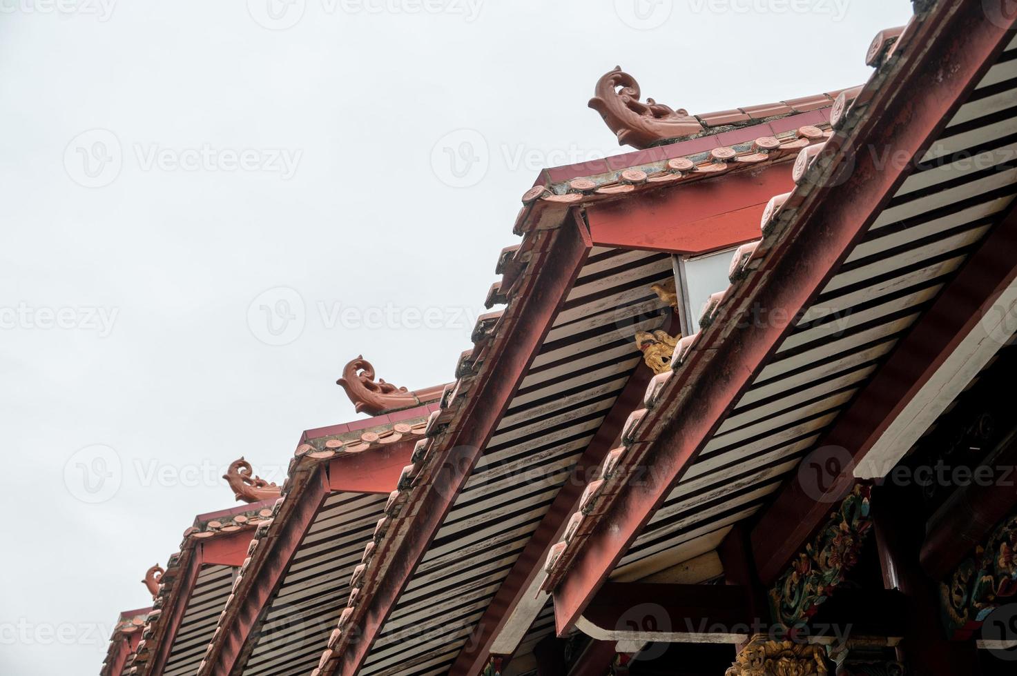 taken och takfoten av traditionella kinesiska tempel foto