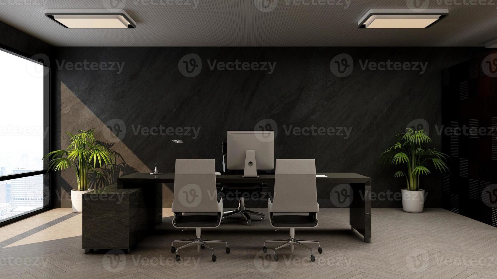 3D-rendering kontorschef rum för företagets logotyp mockup foto