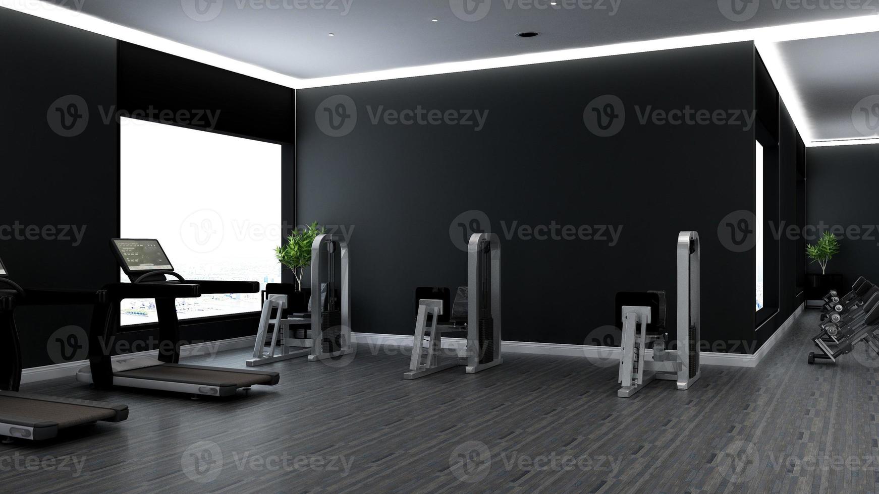 3D-rendering modern fitness- eller gymrumsväggmodell foto