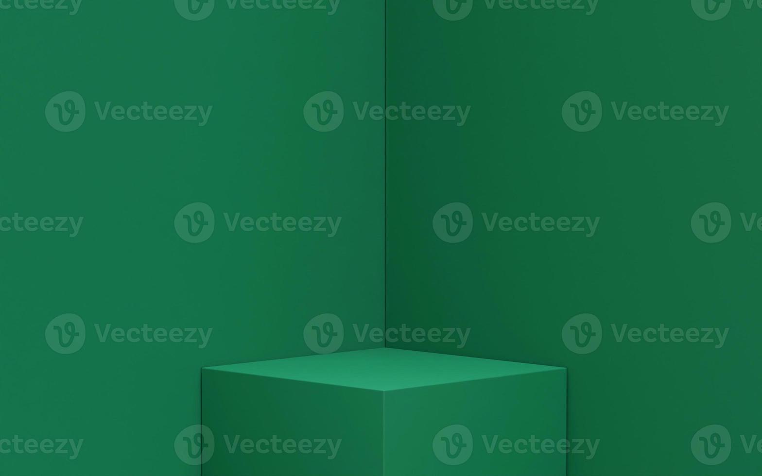 grön bakgrund med rutor vägg podium display för produkt minimalism och enkel naturkänsla 3d rendering foto