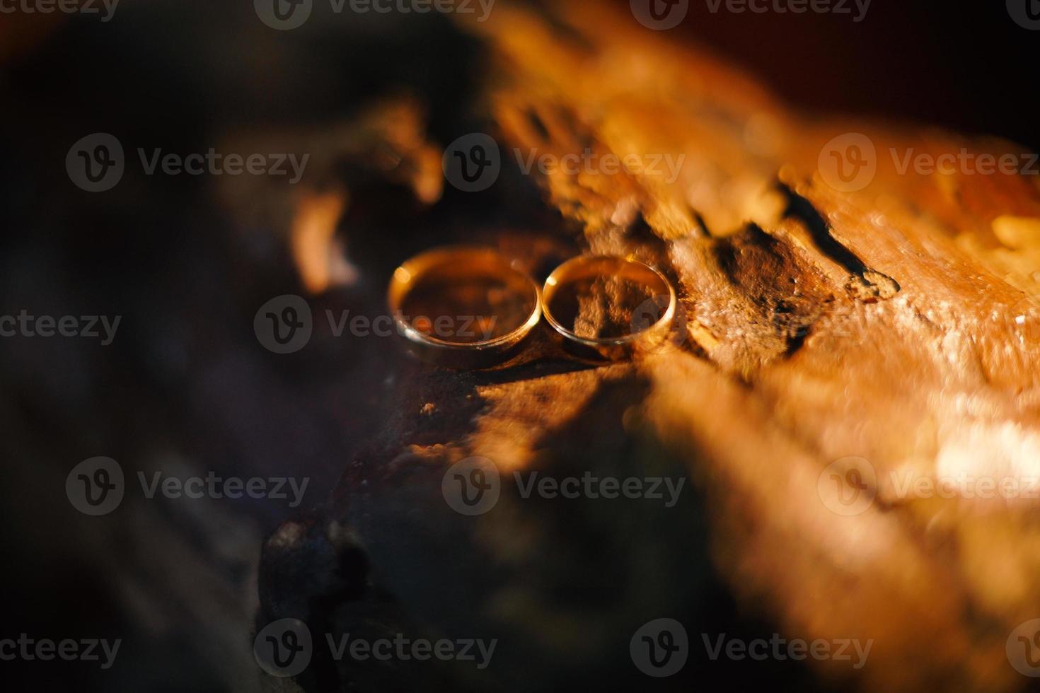 vigselringar symbol kärlek familj. ett par enkla vigselringar foto