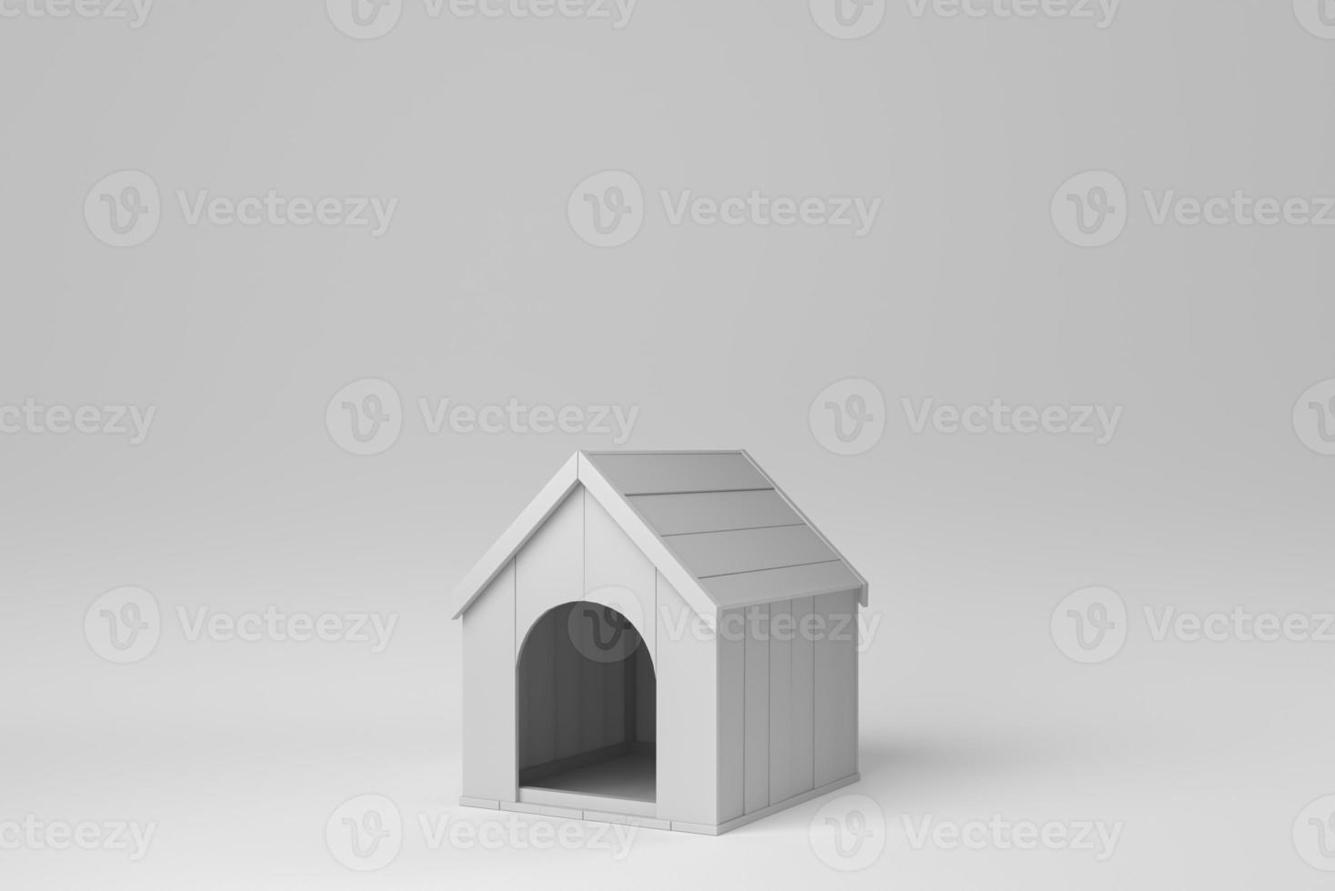 hund hus på vit bakgrund. minimalt koncept. svartvit. 3d rendering. foto