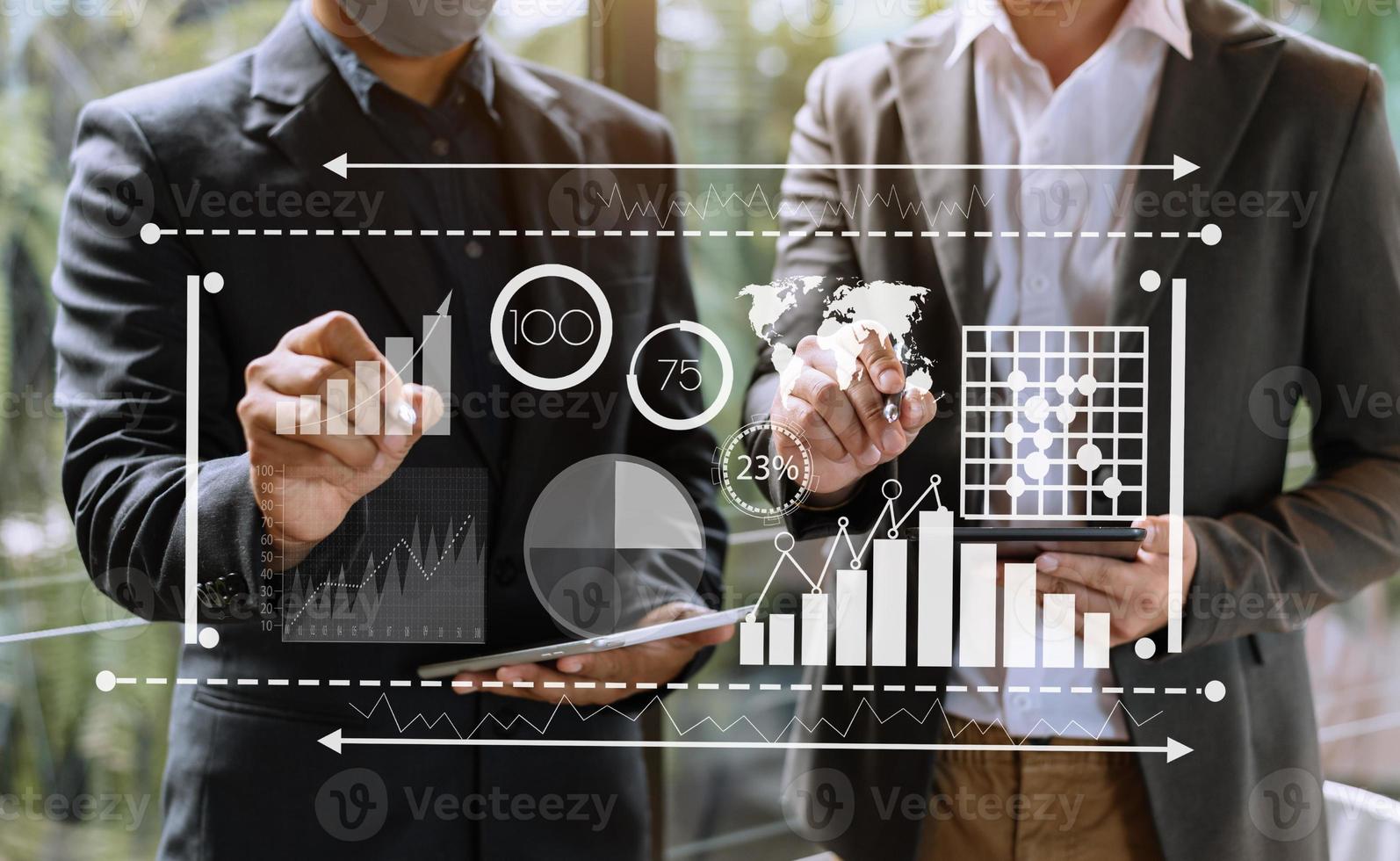 finansiell rapportdata för affärsverksamhetens balansräkning och resultaträkning och diagram som fintech-koncept. foto