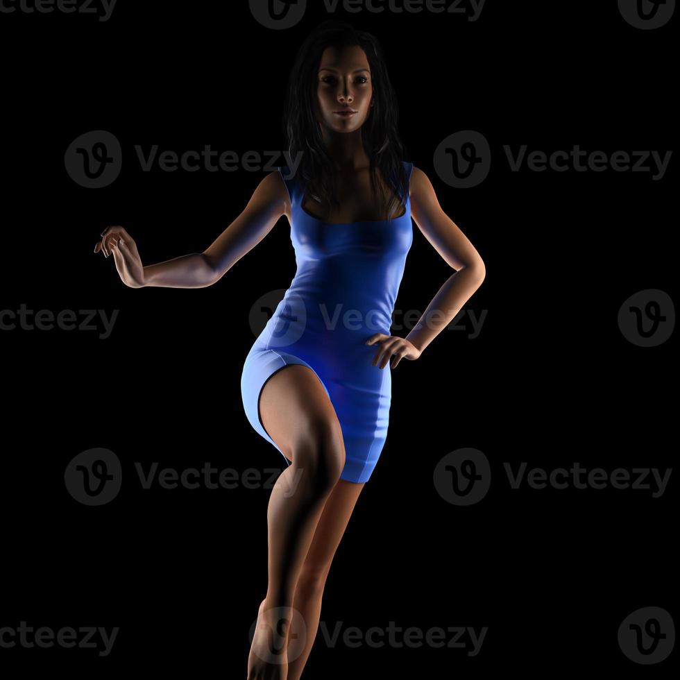 sexig brunett kvinna poserar i mörk studio foto