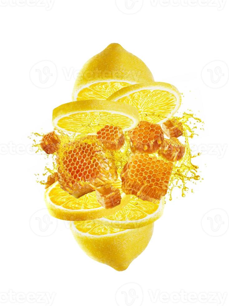 honung citron stänk foto