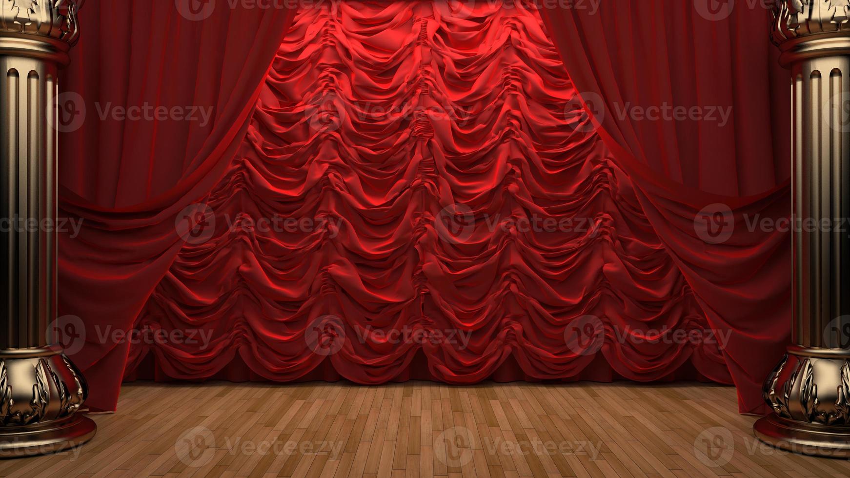 röd sammetsgardin öppnar scenen foto