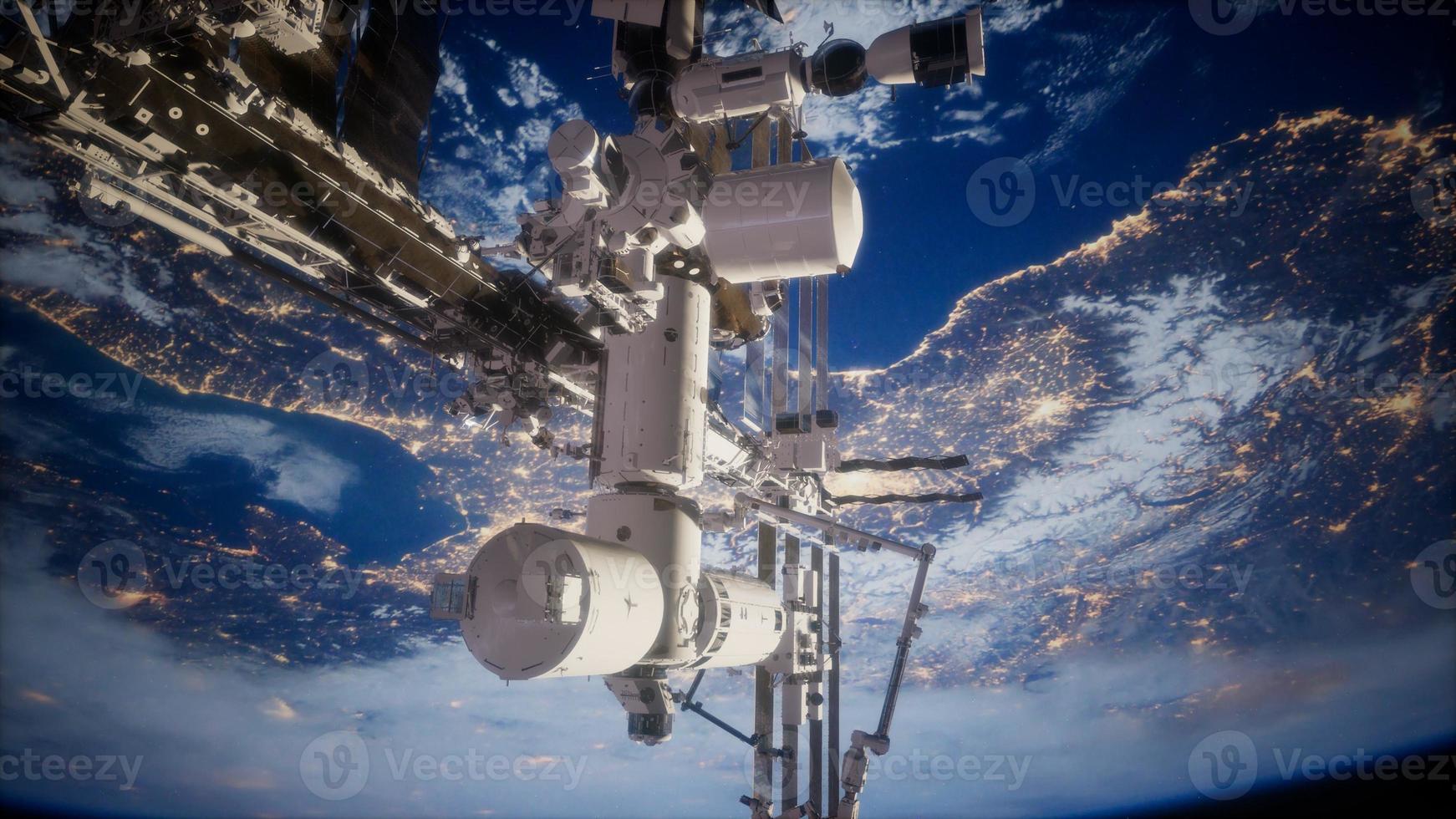 jorden och yttre rymdstationen iss foto
