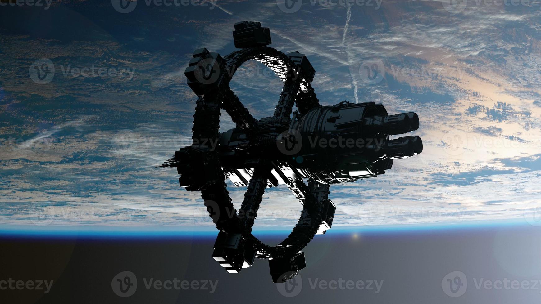 rymdstation som kretsar runt jorden. delar av denna bild från nasa foto