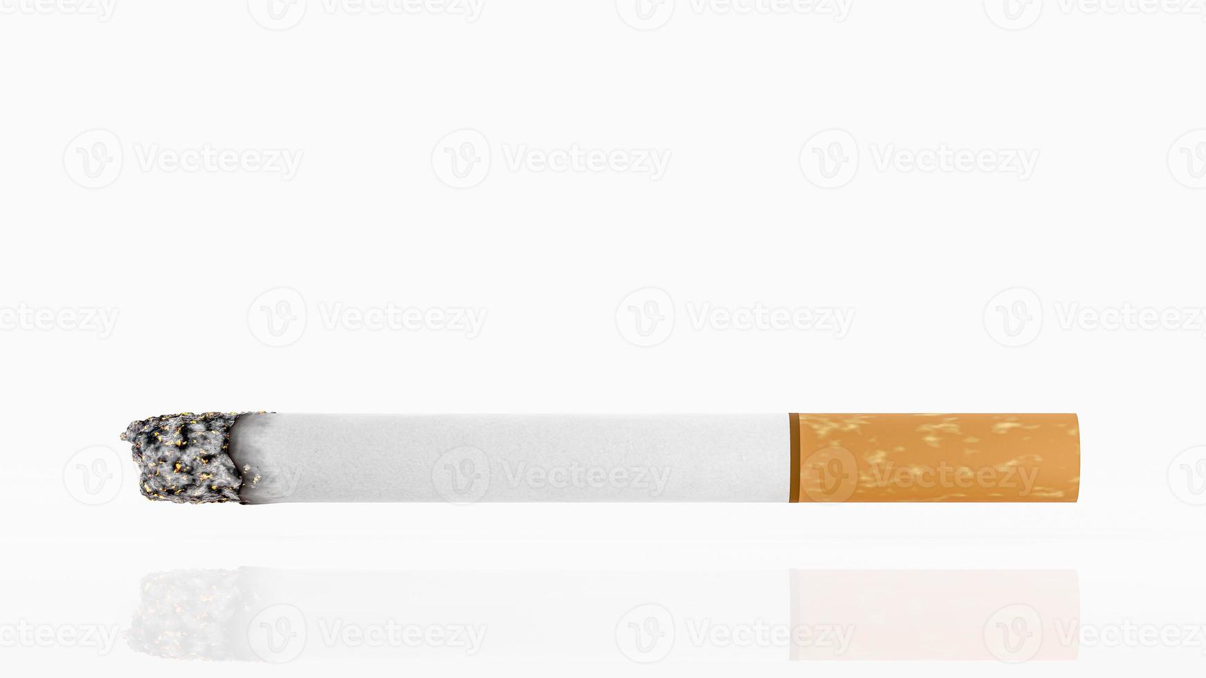 brinnande cigarett på vit bakgrund. plats för banner och logotyp eller meddelande. 3d rendering. foto