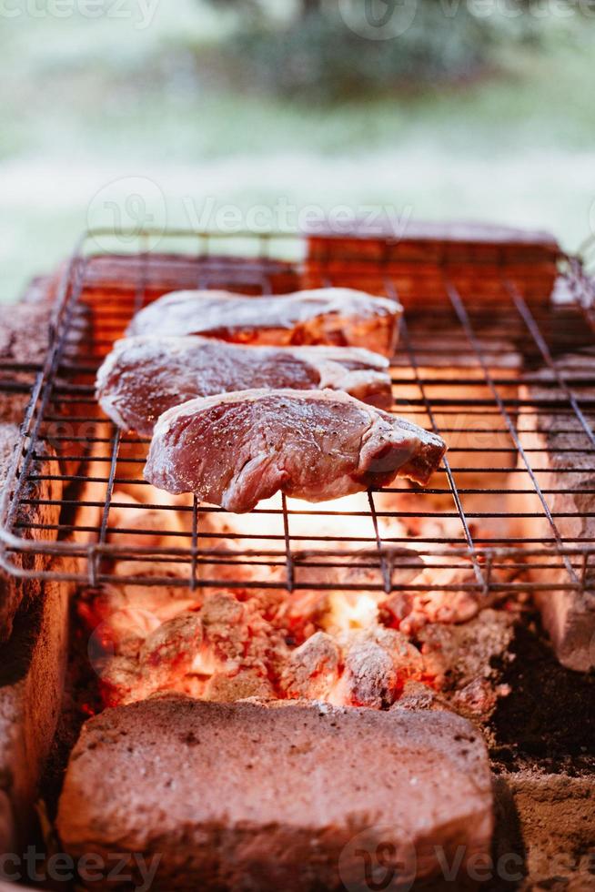 kött på grillen foto