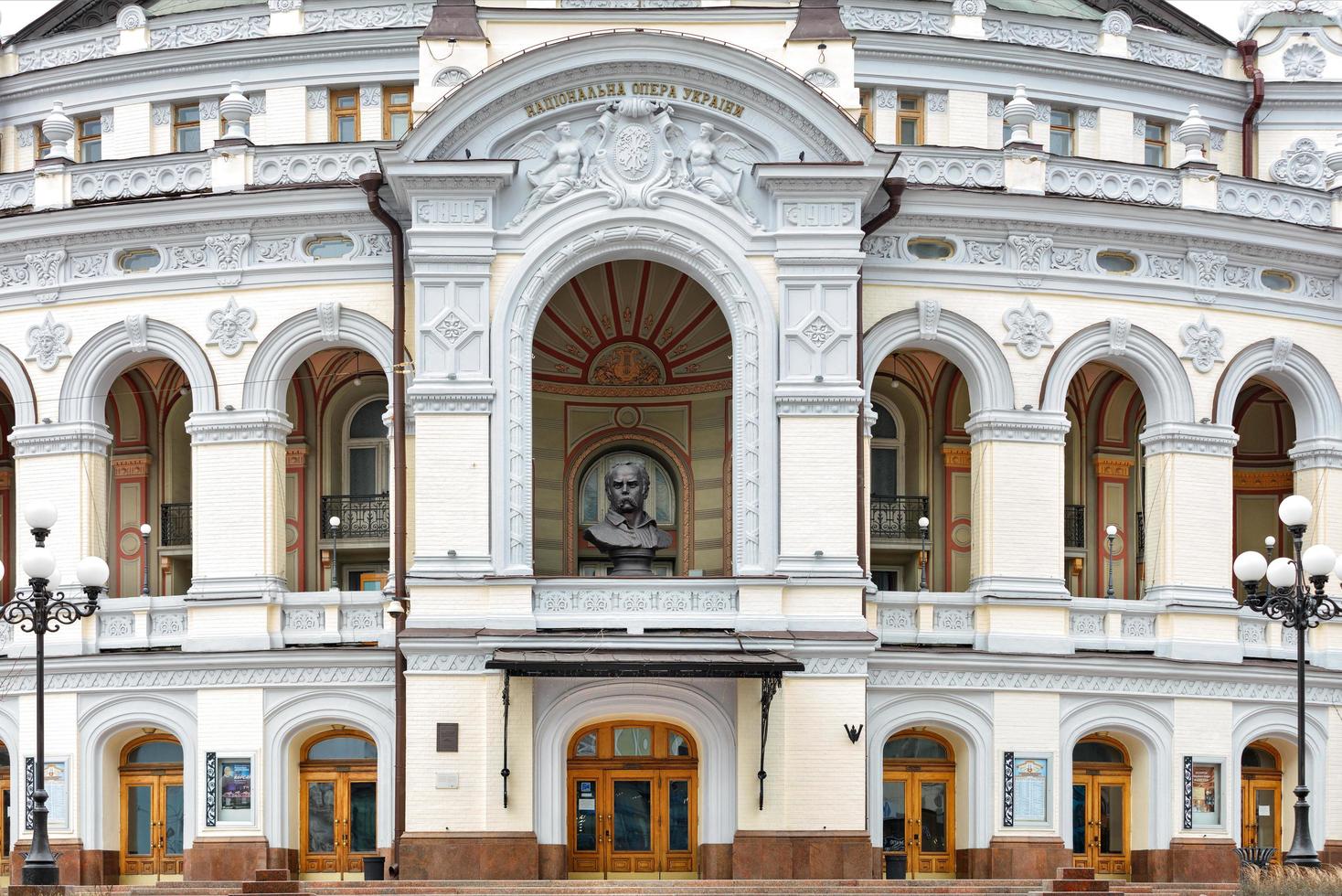 16.01.2022. Kiev. ukraina. främre delen av byggnaden av den nationella operan i Ukraina. foto