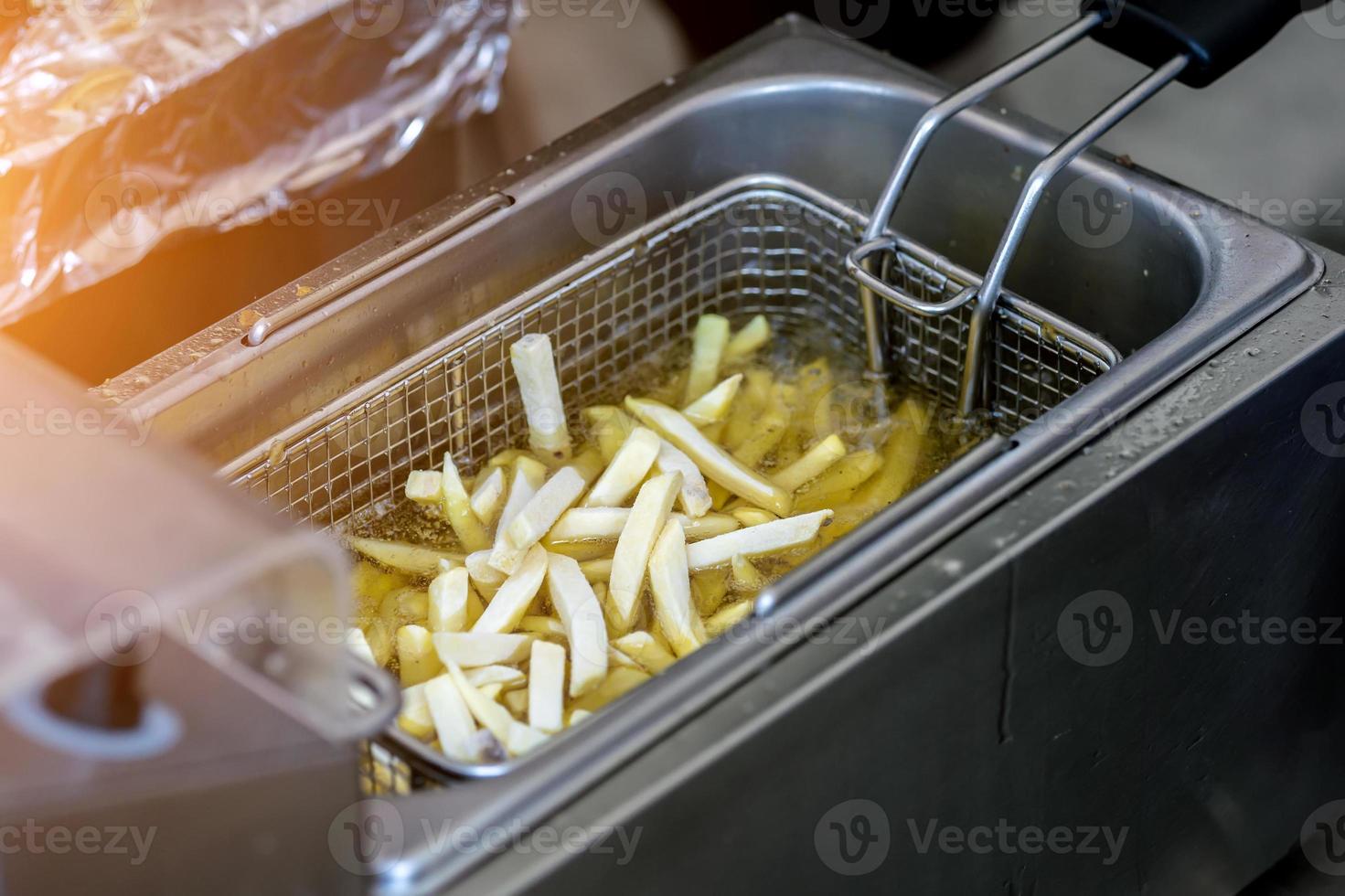 pommes frites friterad närbild foto