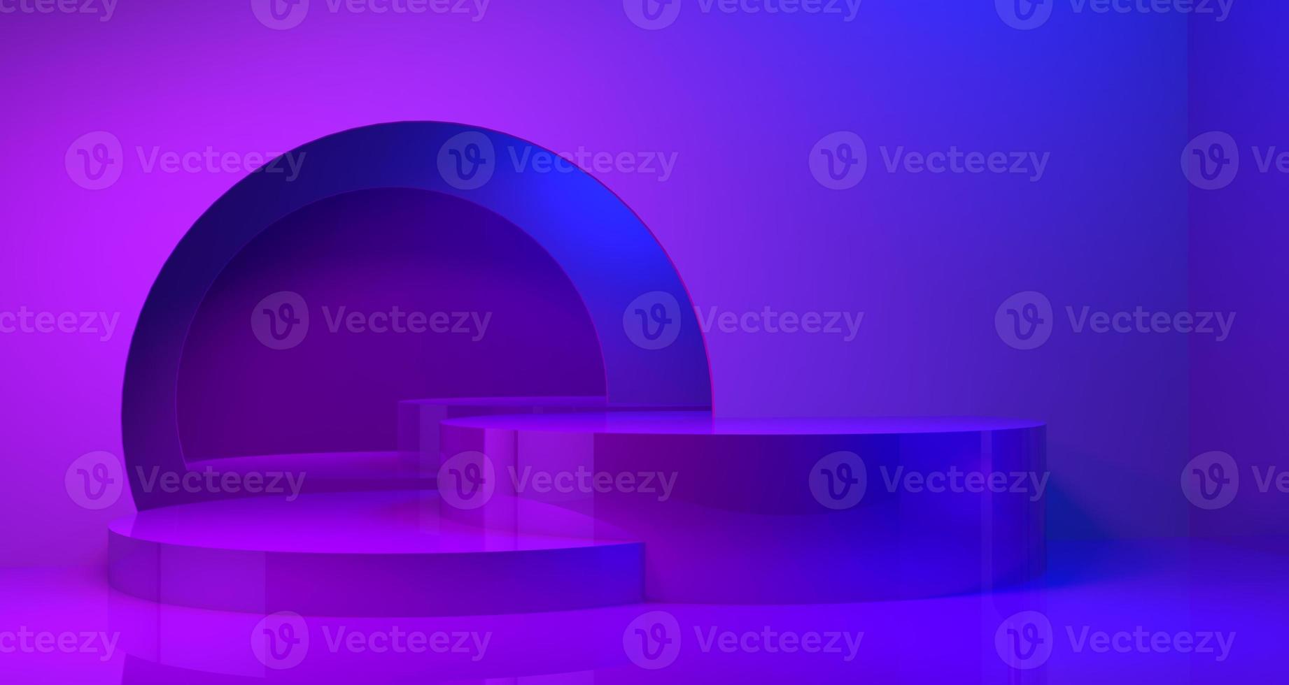 3D-podium för produktvisning med lila färgbakgrund foto