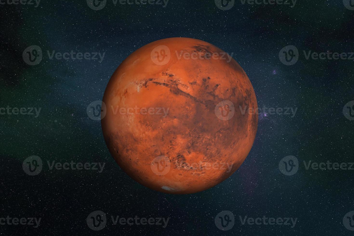 planeten mars i solsystemet i mörkt utrymme. 3d illustration. delar av denna bild från nasa foto