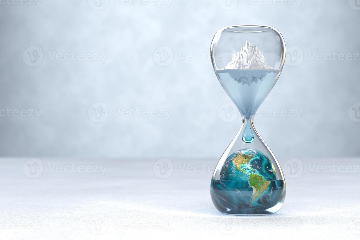 jorden planet i timglas, global uppvärmning koncept foto