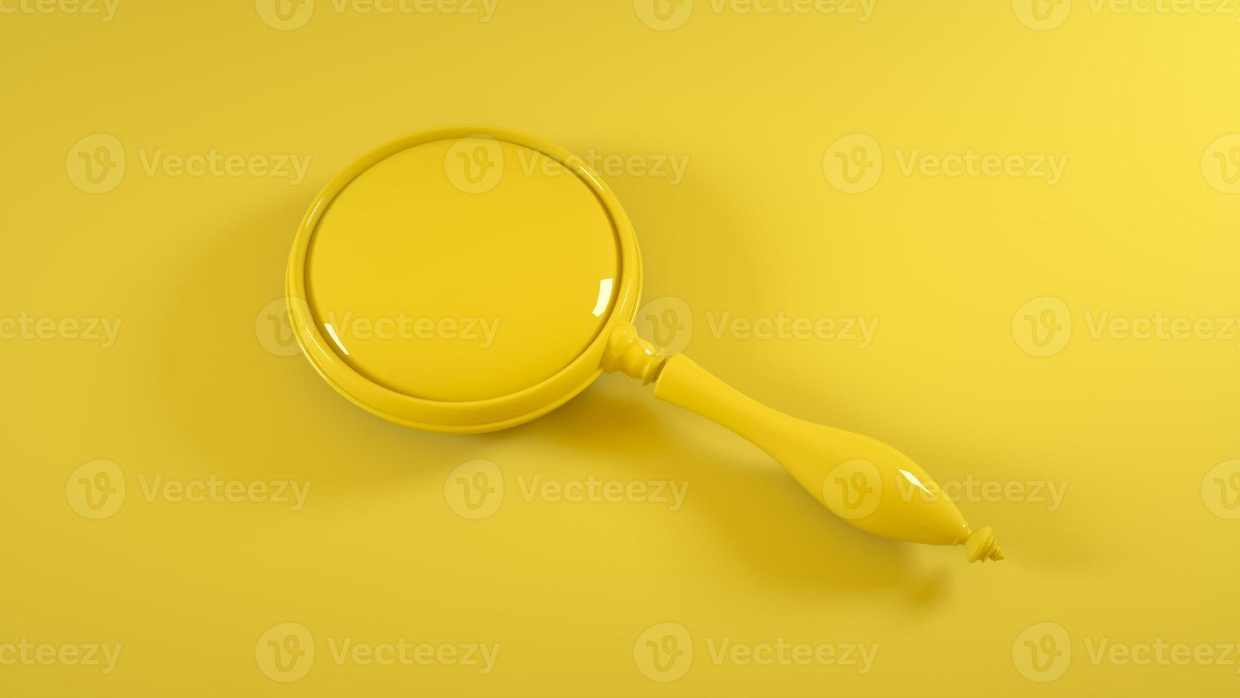 förstoringsglas isolerad på gul bakgrund. 3d-rendering foto