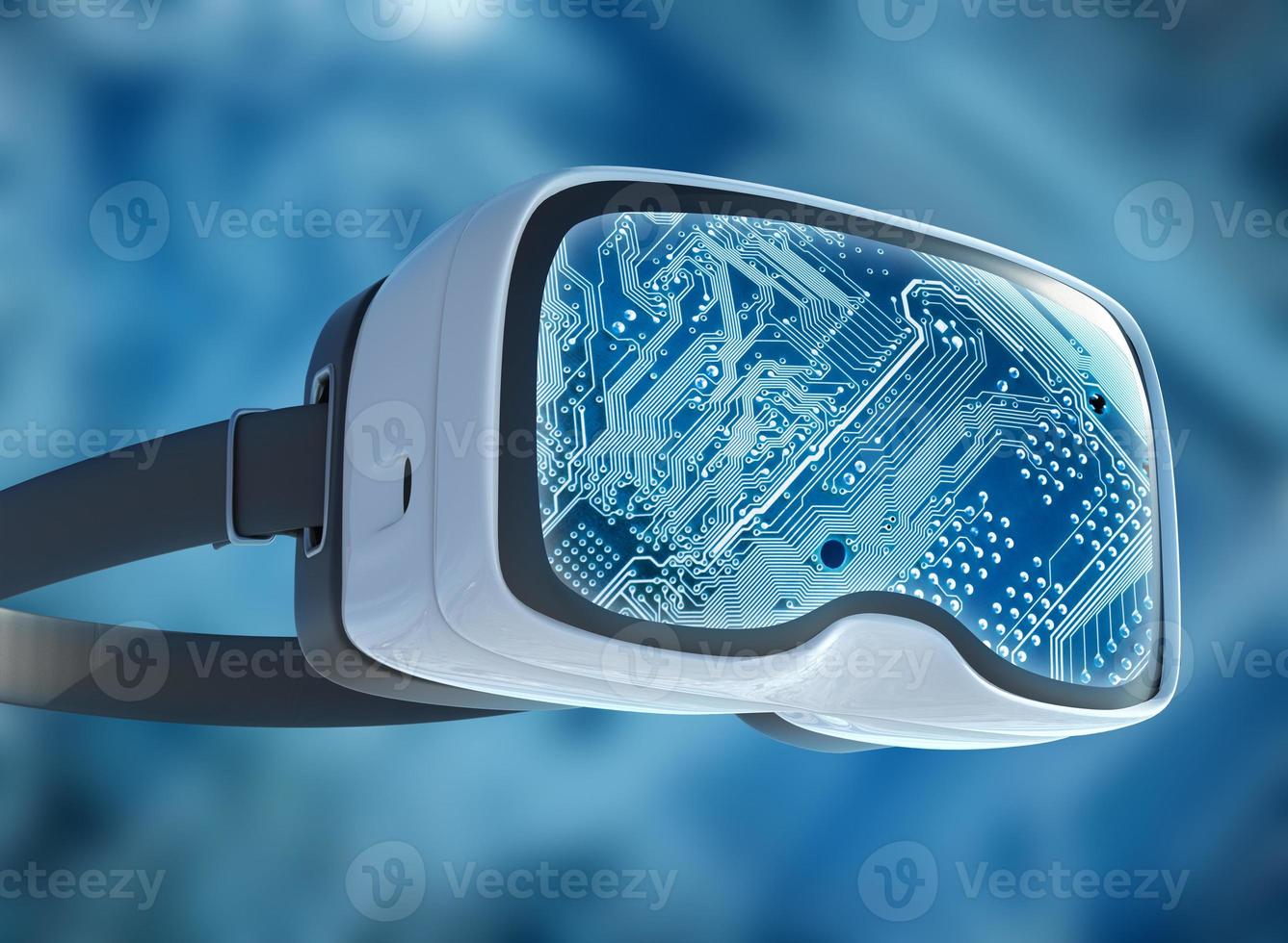 virtuell verklighetsglasögon, futuristisk hacker, internetteknik och nätverkskoncept foto