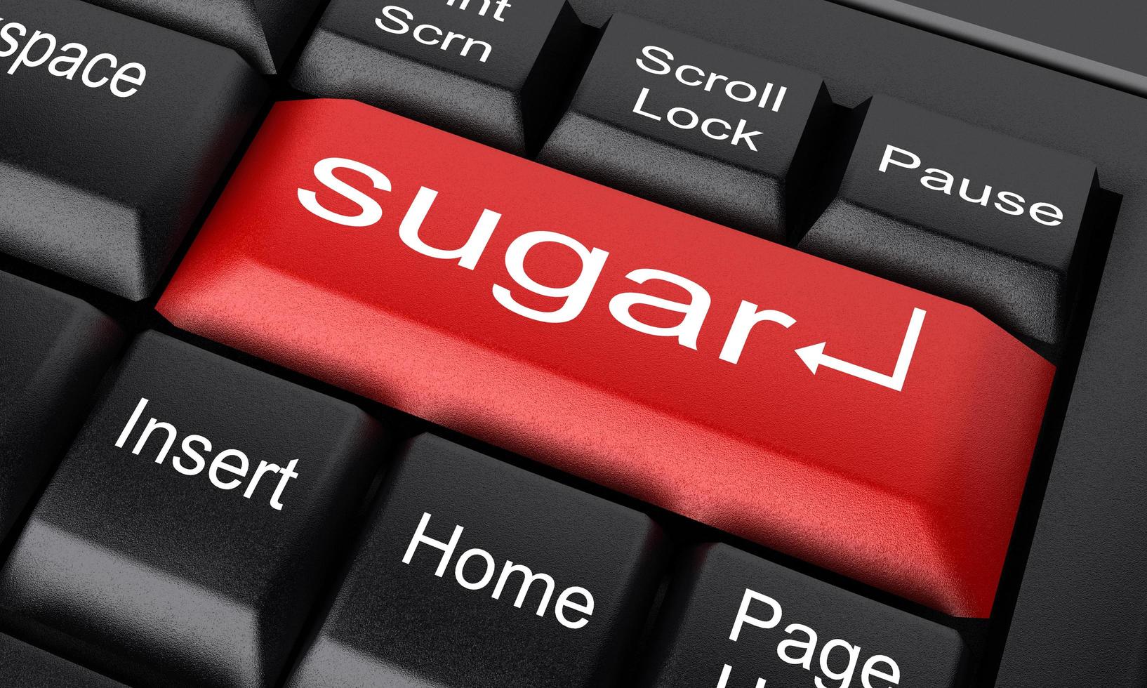 sockerord på röd tangentbordsknapp foto