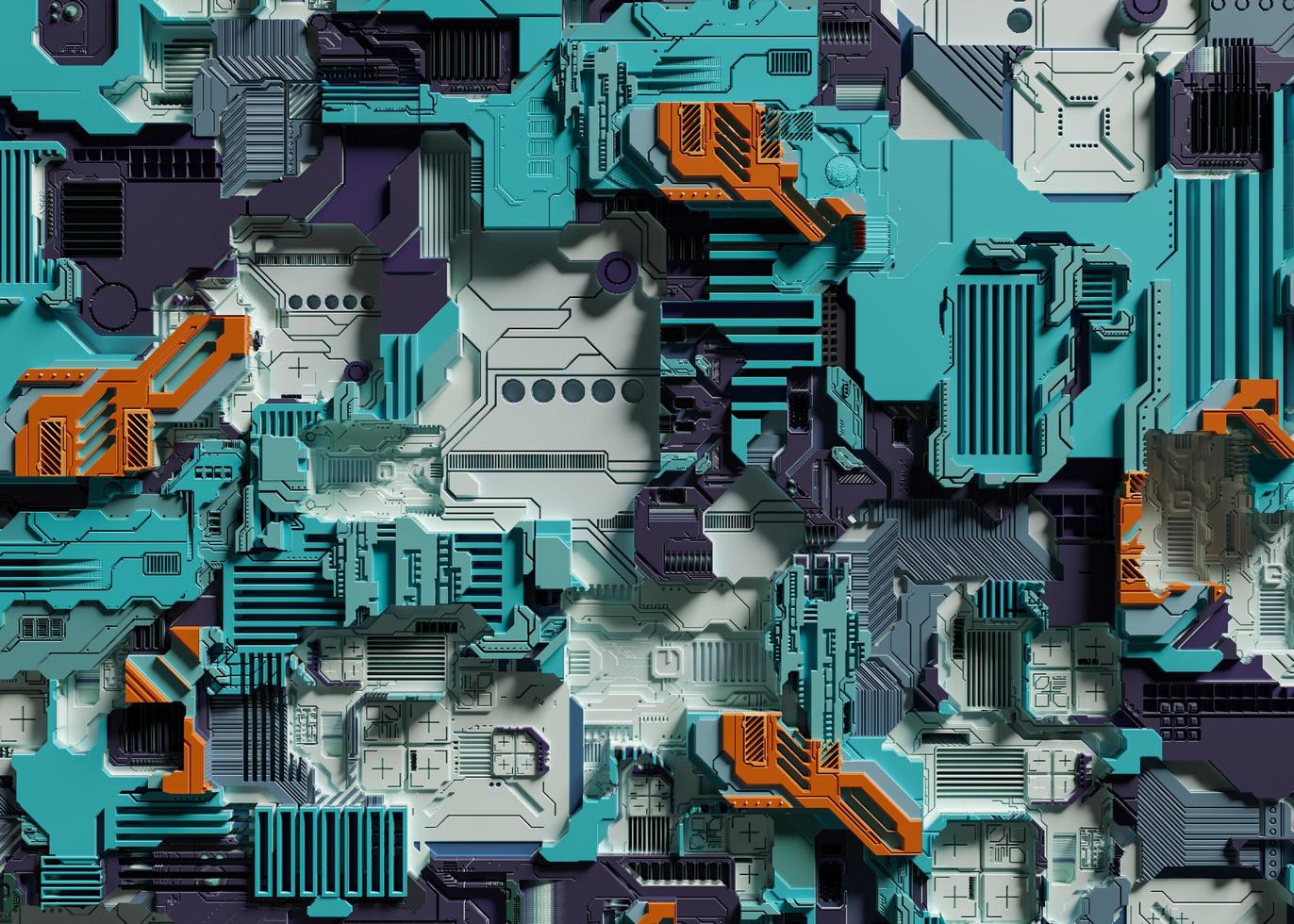 sci-fi abstrakt bakgrund med elektronik. 3d-rendering foto