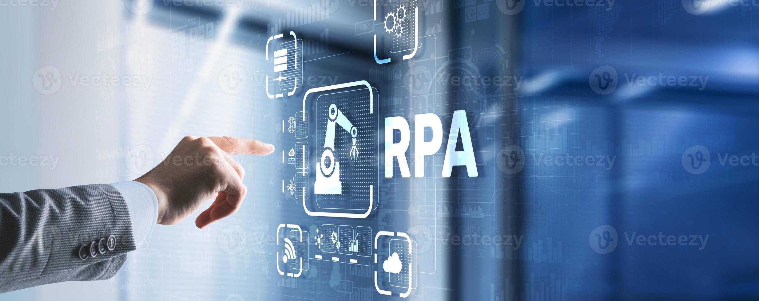 rpa robotic process automation system. big data och affärsidé foto