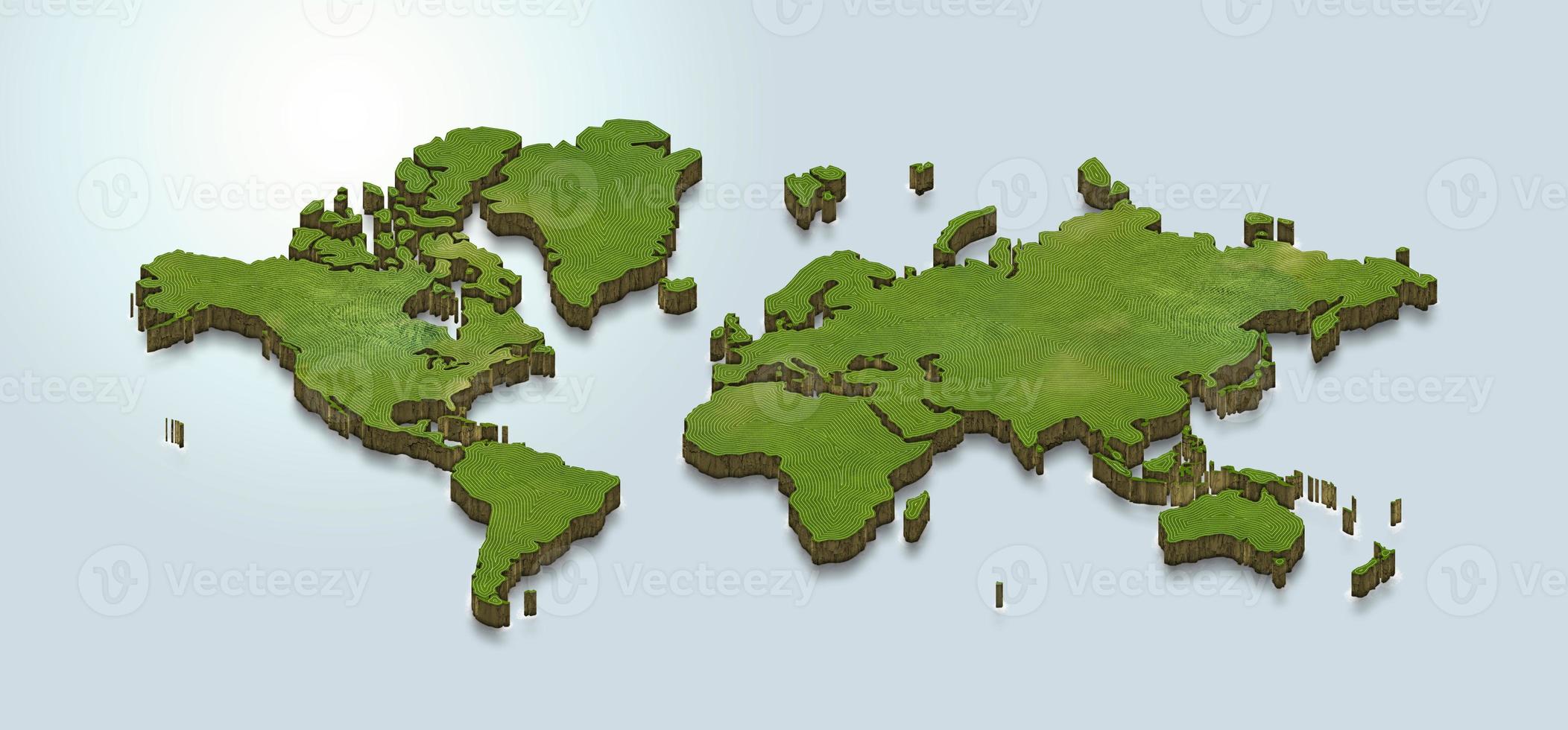 3d karta illustration av världen foto