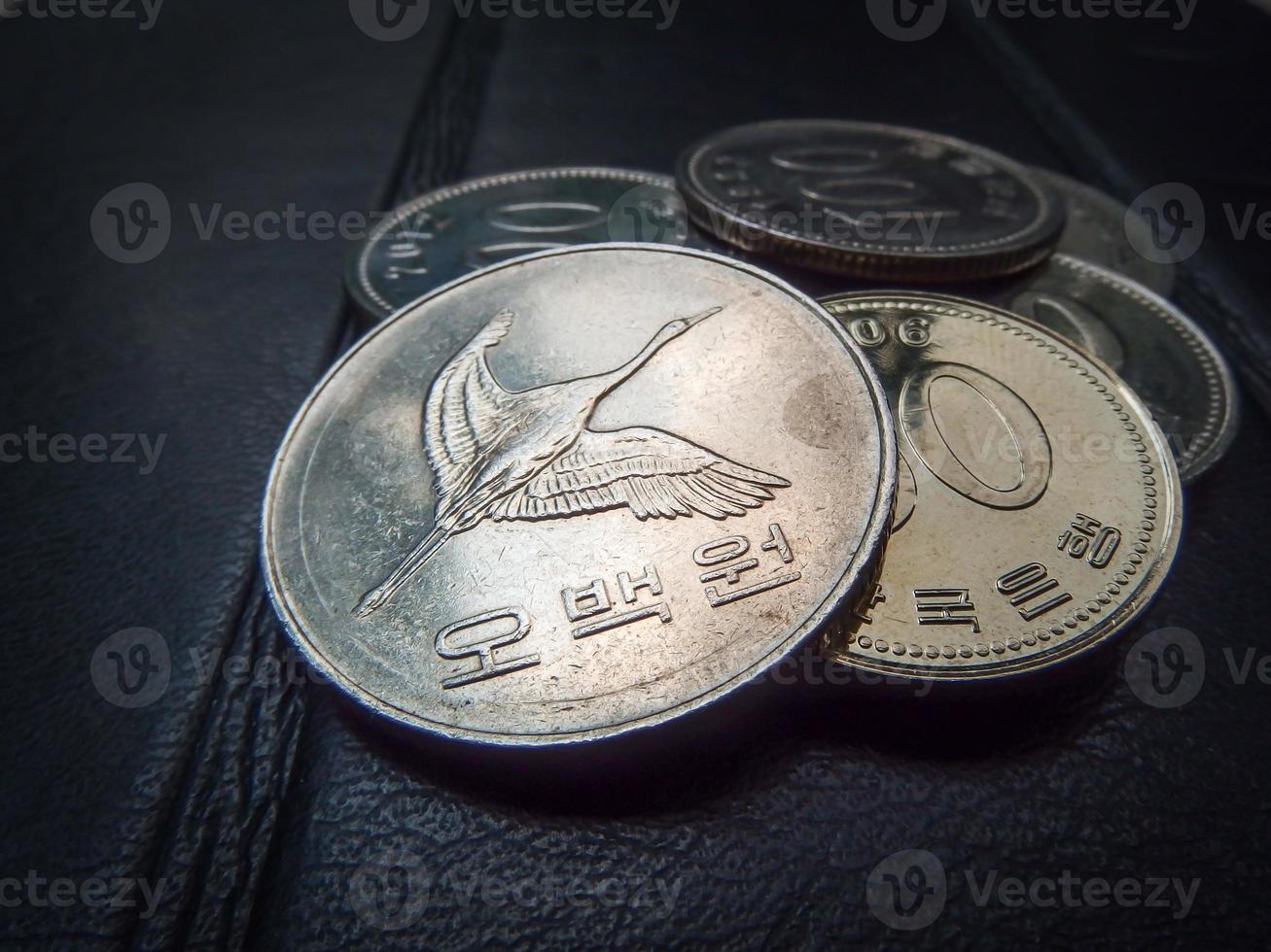 koreanska mynt koreanska pengar, valuta, koncept, företag foto