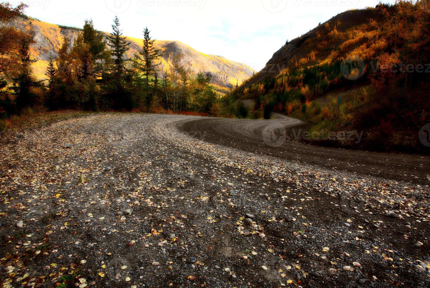 höstfärger längs Northern British Columbia Road foto