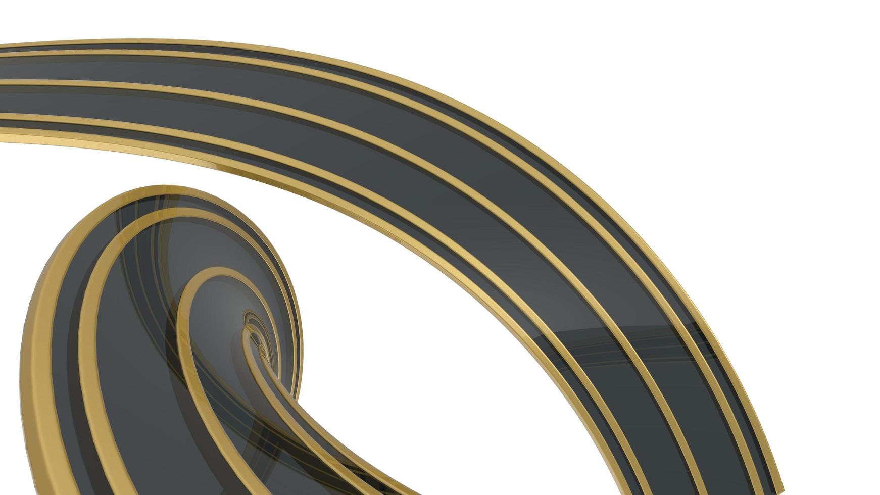 kurvor svart guld abstrakt bakgrund isolerade 3D-rendering illustration foto