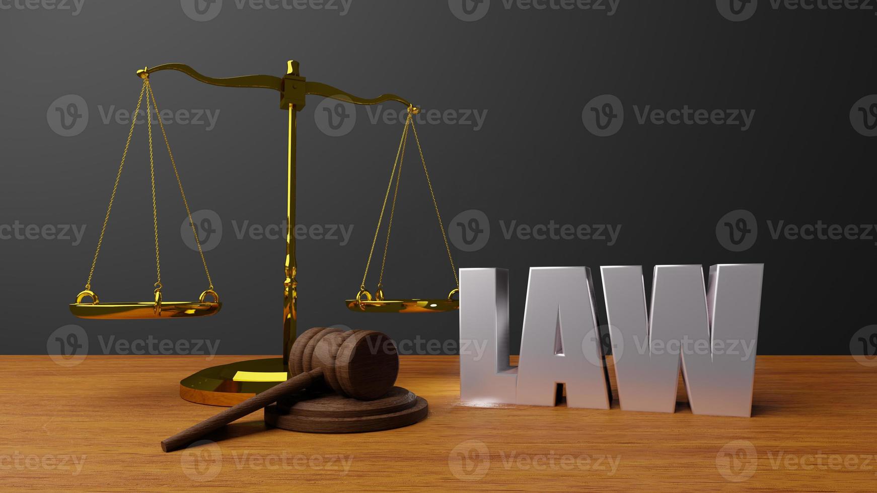 skalor för rättvisa lag skalor och hammar lag trä domare klubba hammare och bas 3d rendering med meddelande lag foto