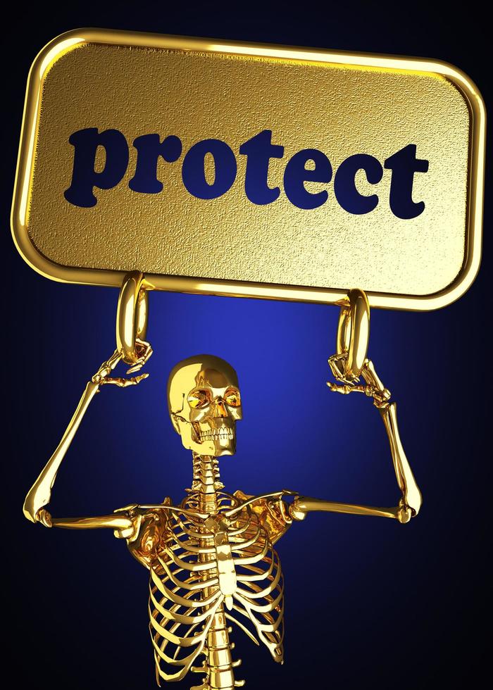 skydda ord och gyllene skelett foto