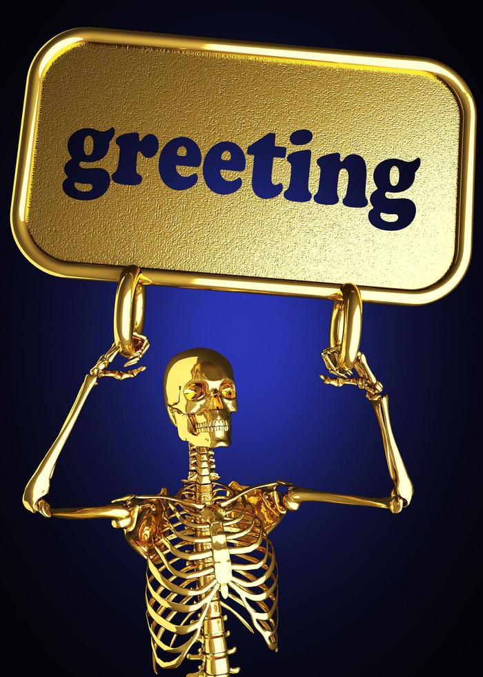 hälsningsord och gyllene skelett foto
