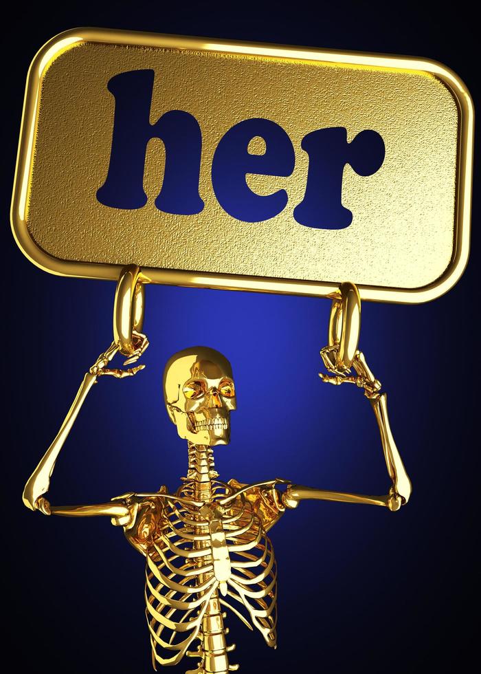hennes ord och gyllene skelett foto