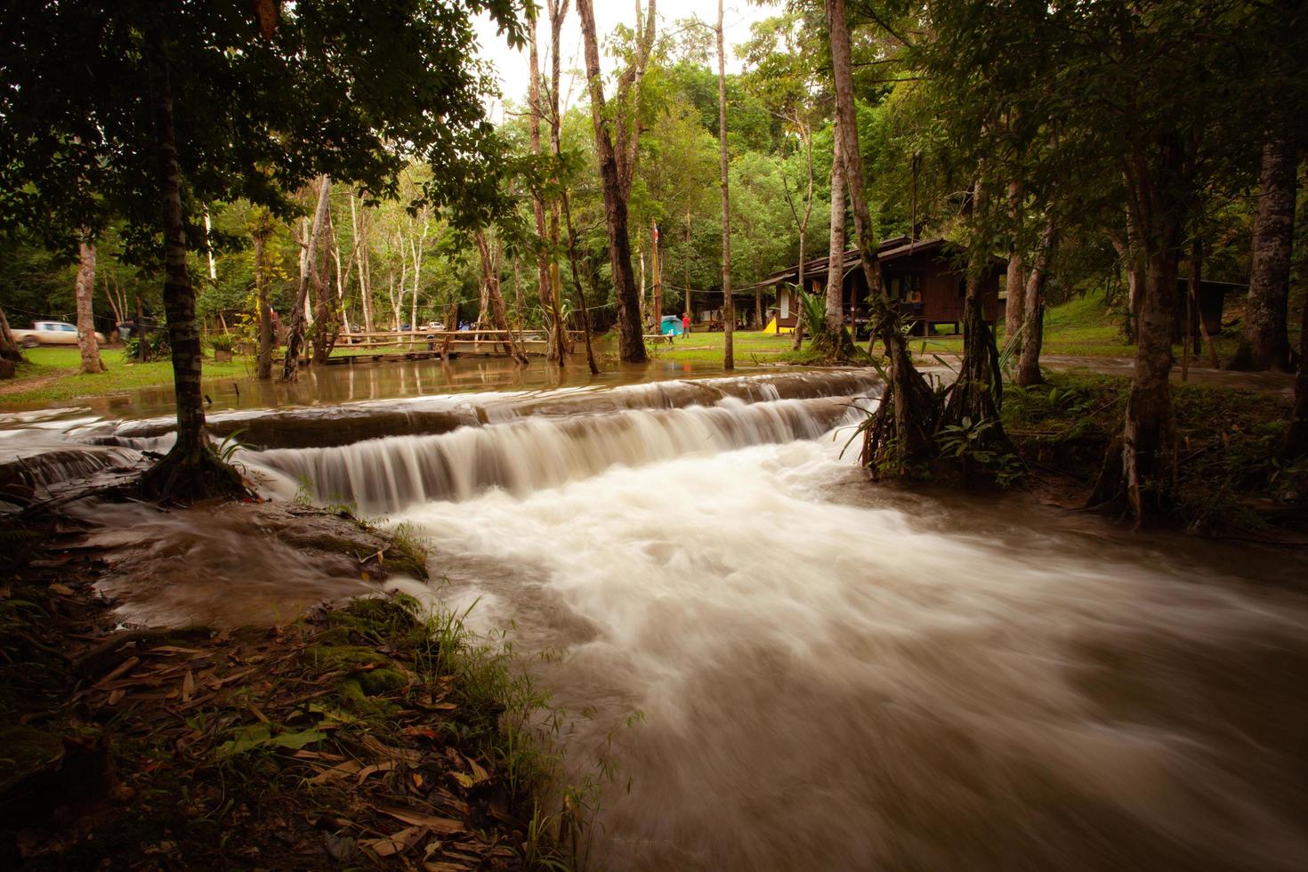 pha tad vattenfall i nationalparken i kanchanaburi provinsen, thailand foto