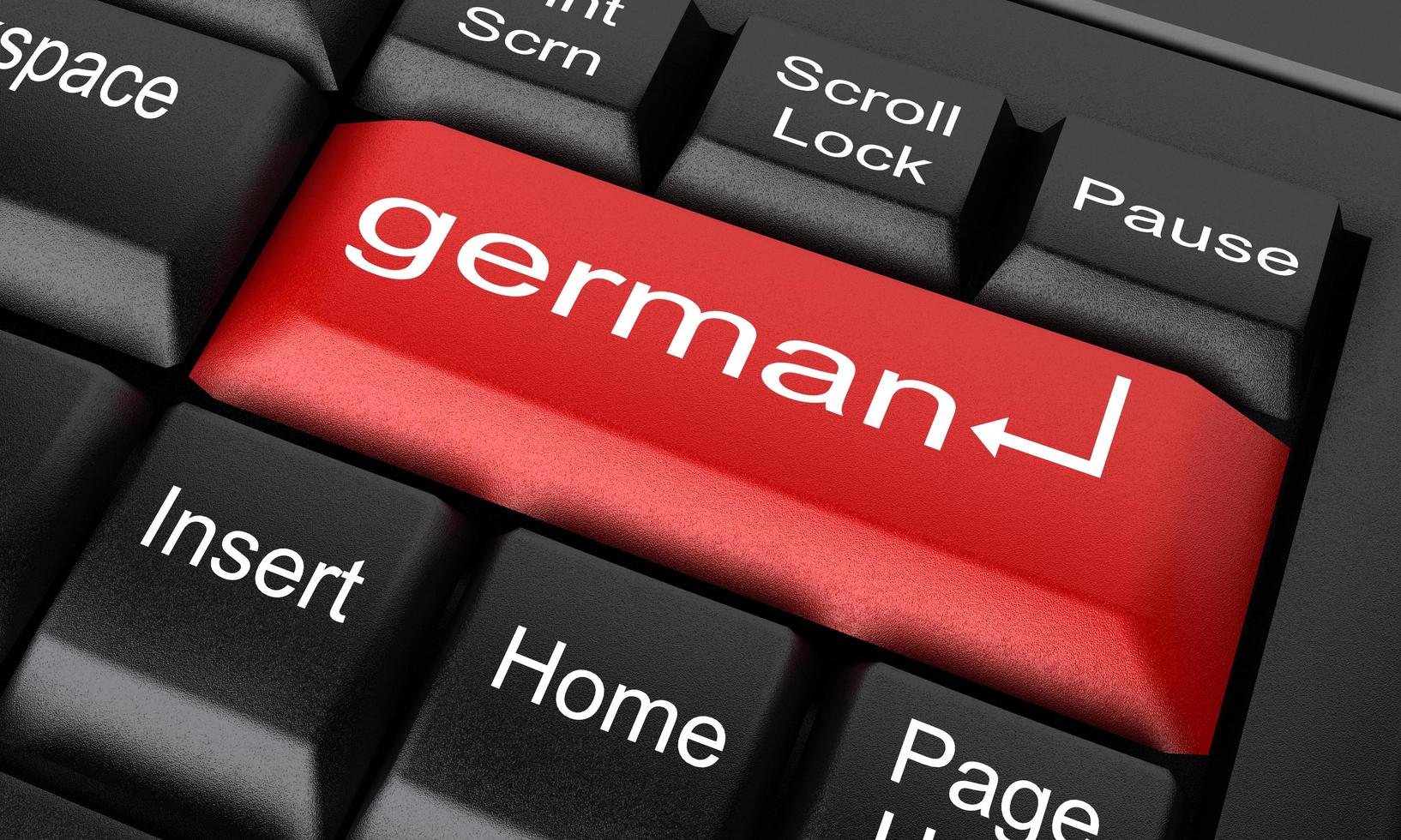 tyska ordet på röd tangentbordsknapp foto
