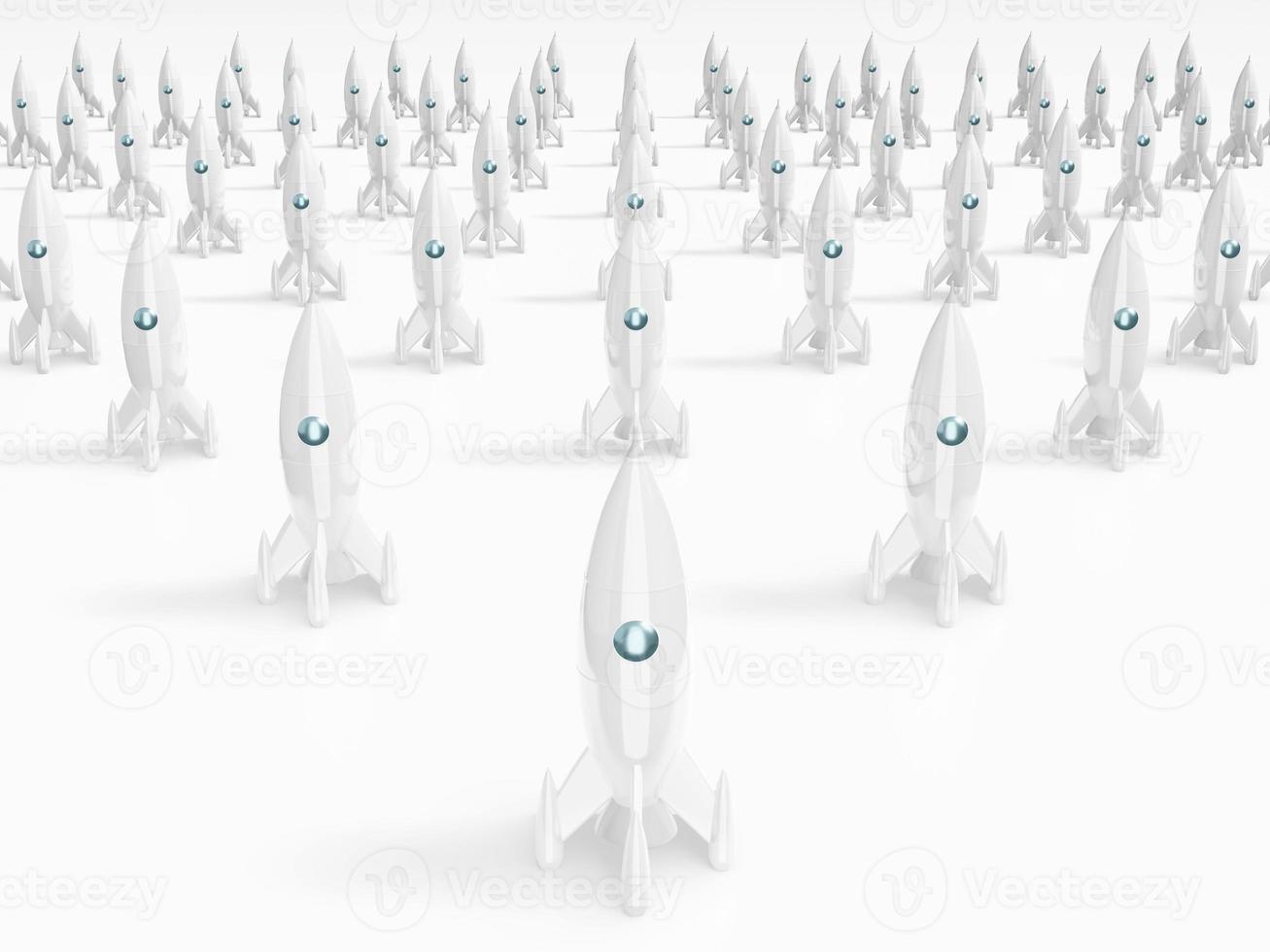 rymdraket - ett koncept av framgång, ledarskap, start, rivalitet. 3d-rendering. foto