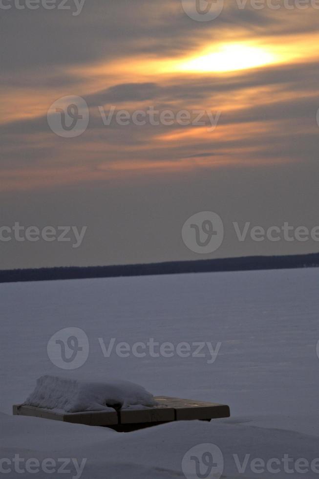 waskesui sjö på vintern foto