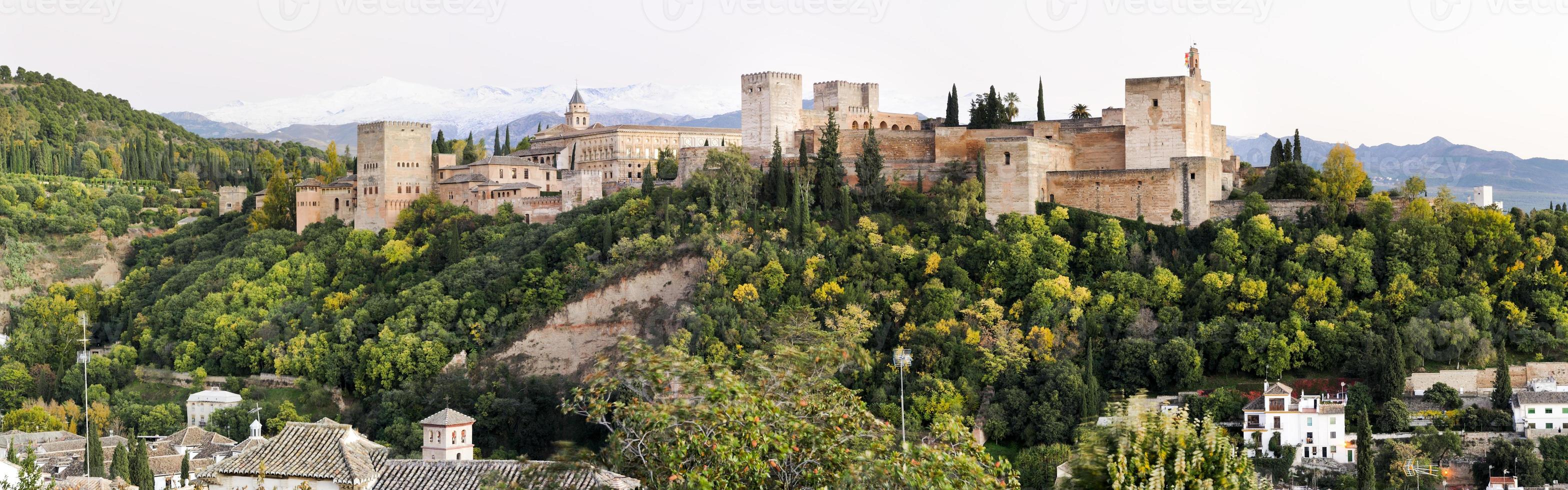 panorama av alhambra och granada landskap från albaicin foto