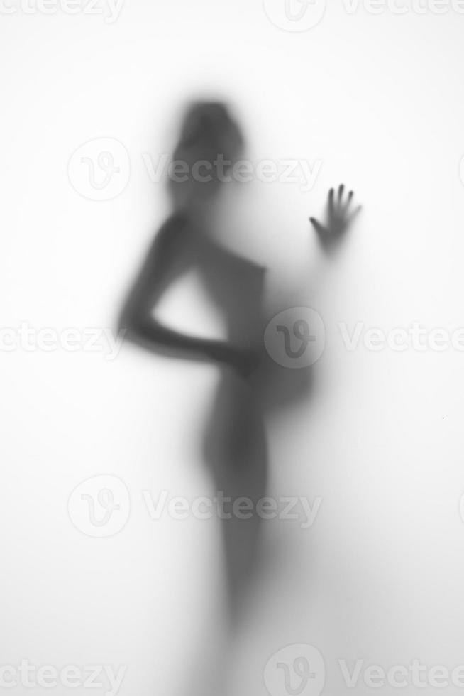 siluett av en gravid kvinna på en ljus bakgrund foto