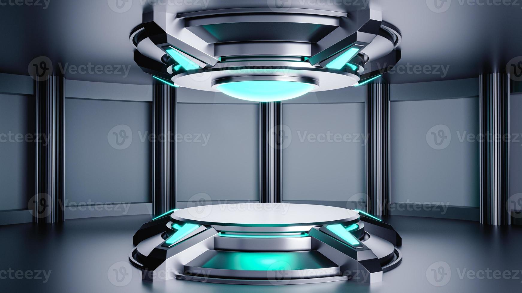 3d illustration. futuristisk podium för produktvisning. futuristisk och sci-fi-scen. foto