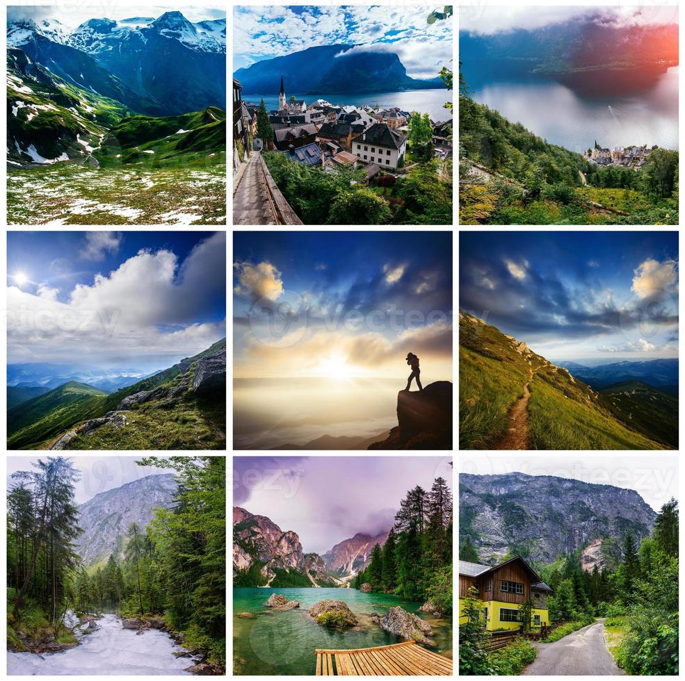 collage av bergslandskap foto