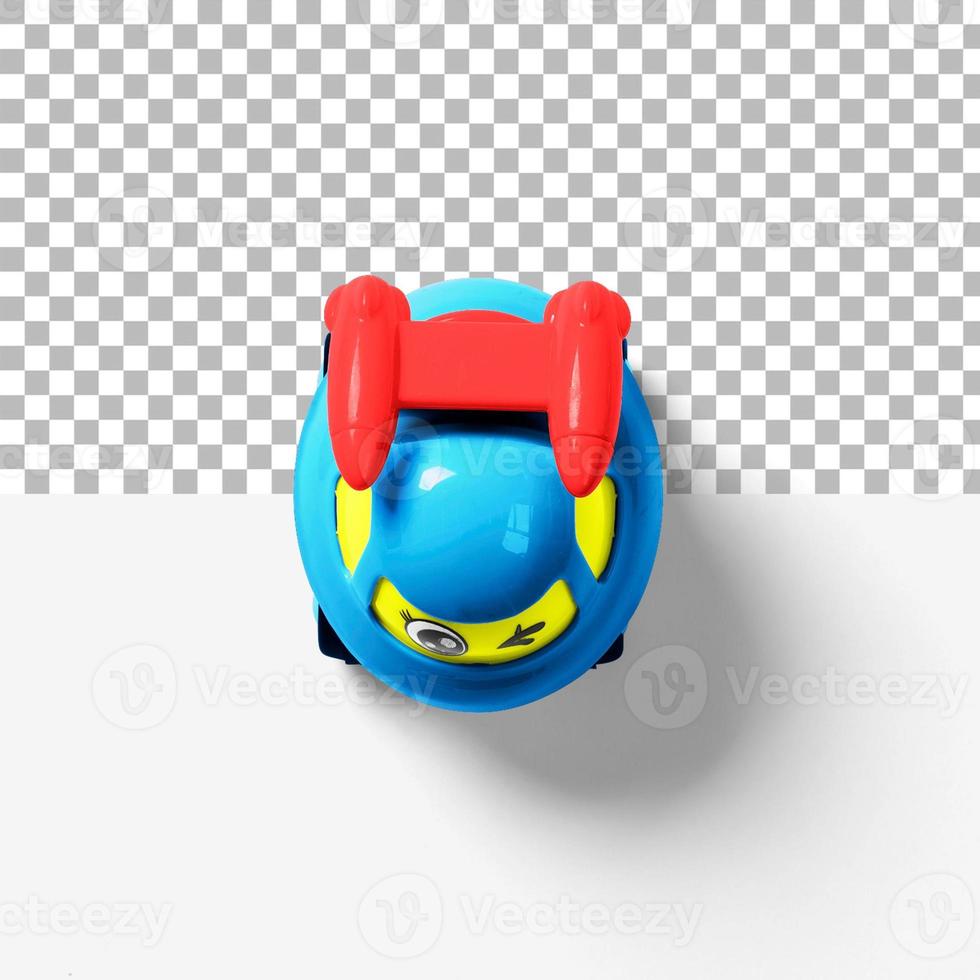 närbild se färgglad leksaksbil isolerad med insyn. foto