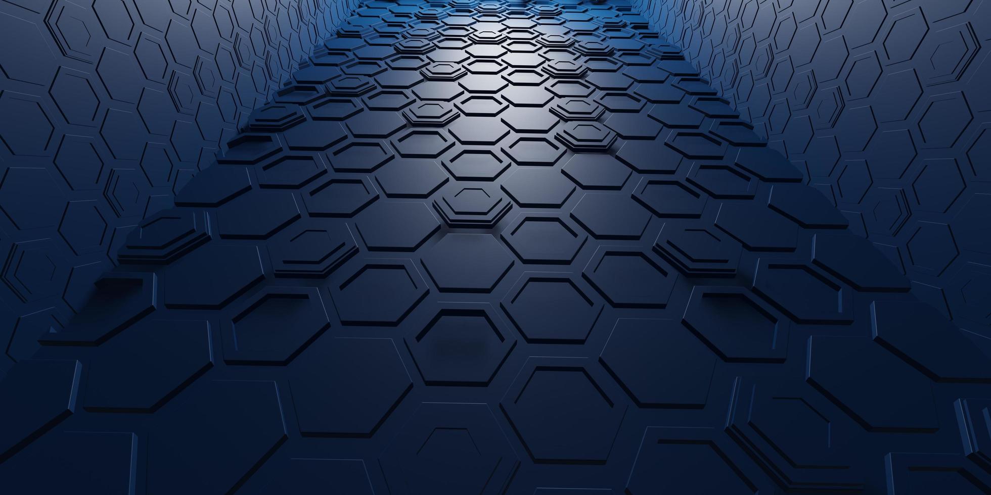 tunnel korridor hexagon textur teknik modern futuristisk science fiction bakgrund 3d illustration foto