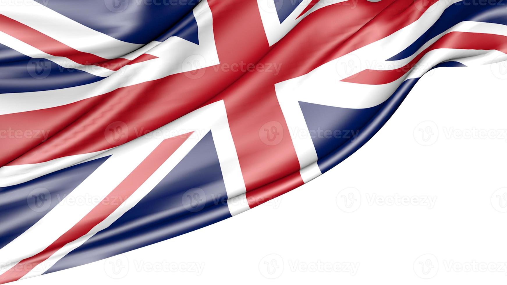 Storbritannien flagga isolerad på vit bakgrund, 3d illustration foto