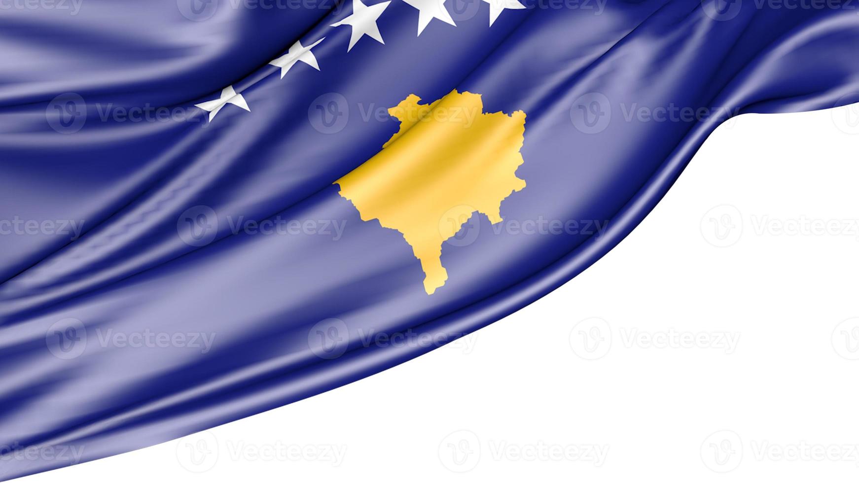 kosovo flagga isolerad på vit bakgrund, 3d illustration foto