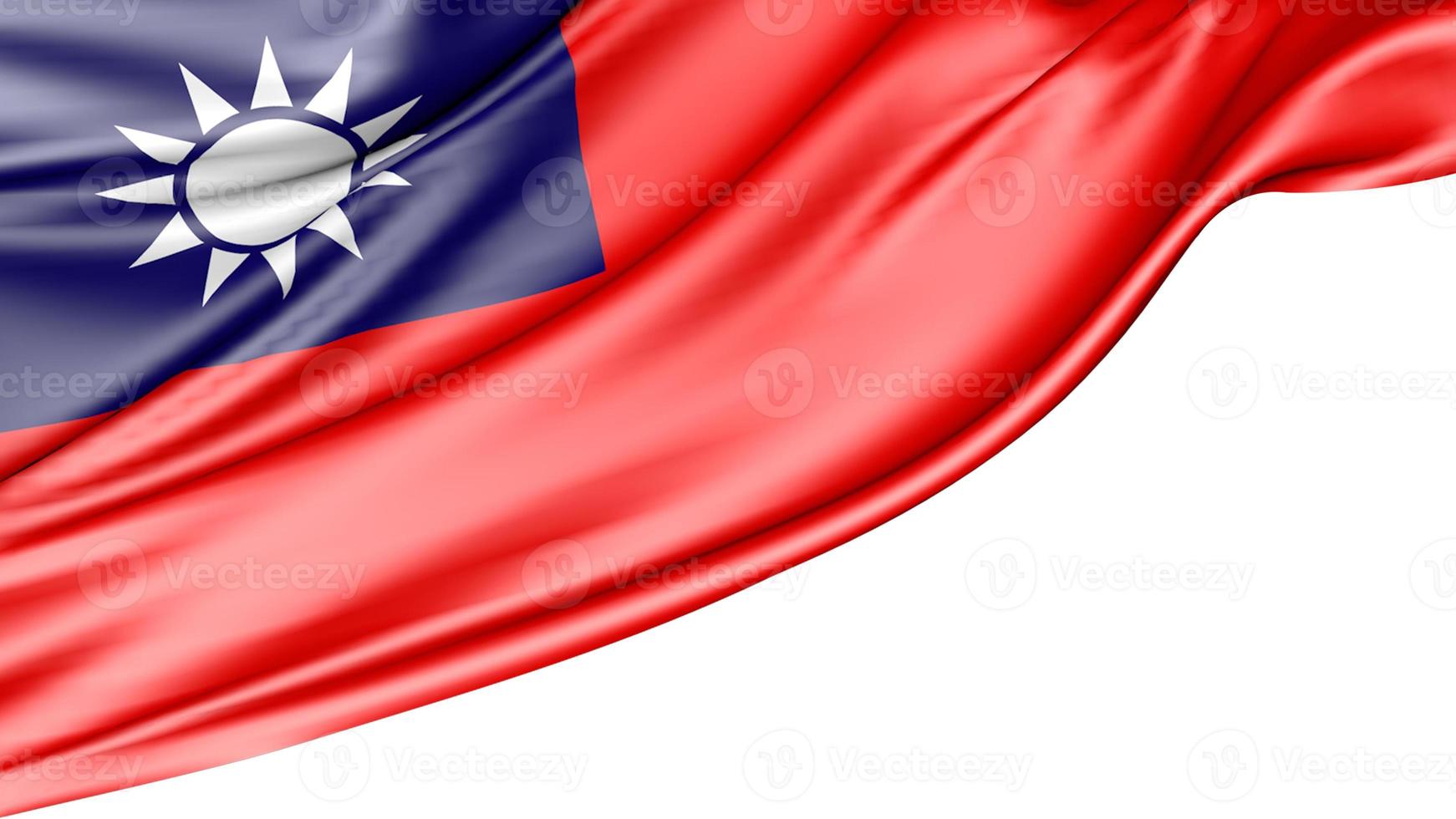 Taiwan flagga isolerad på vit bakgrund, 3d illustration foto