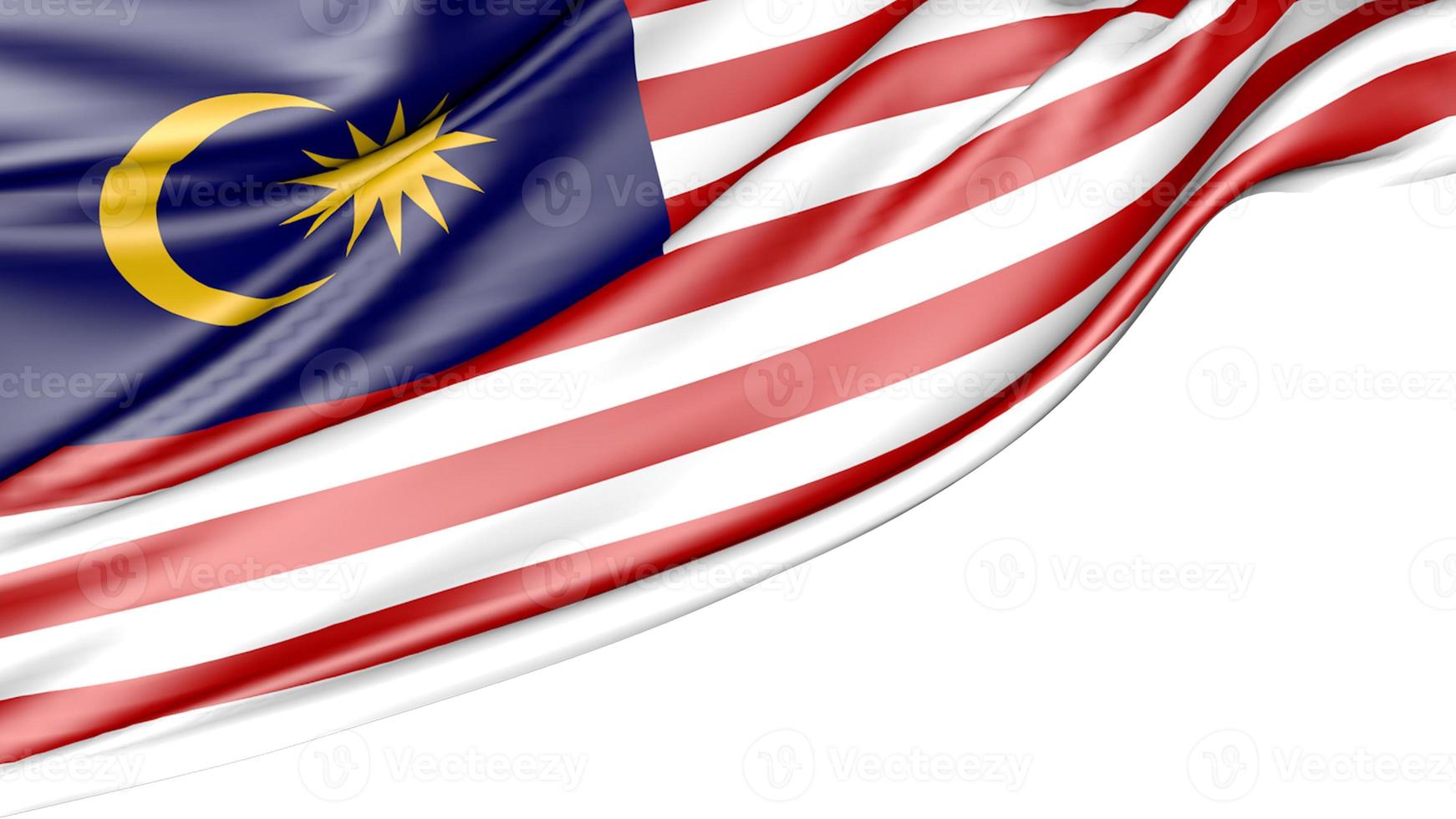 malaysia flagga isolerad på vit bakgrund, 3d illustration foto
