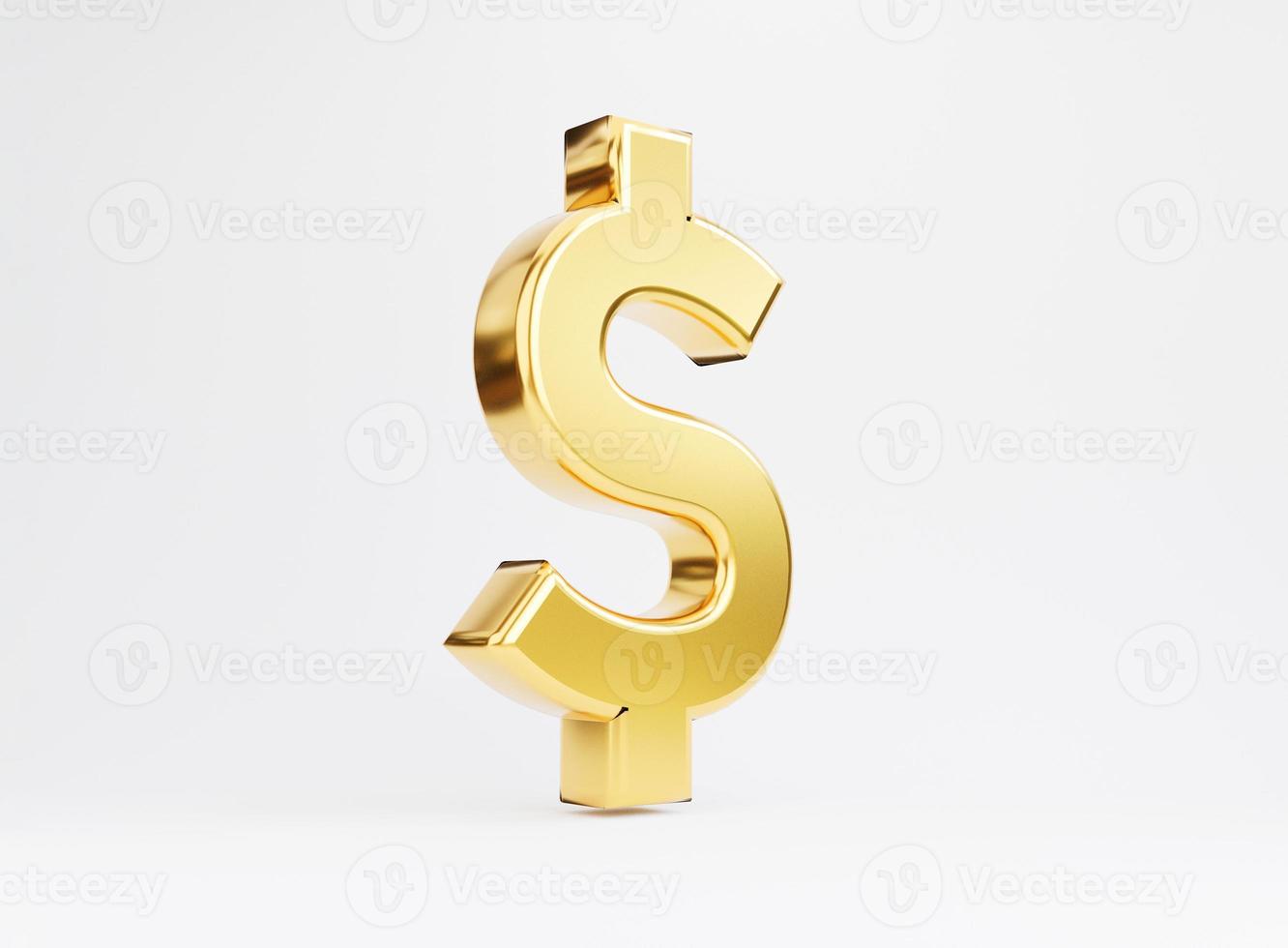 isolat av gyllene dollarteckensymbol på vit bakgrund, usd är den viktigaste valutaväxlingen i världen för affärs- och ekonomisk koncept genom 3d-rendering. foto