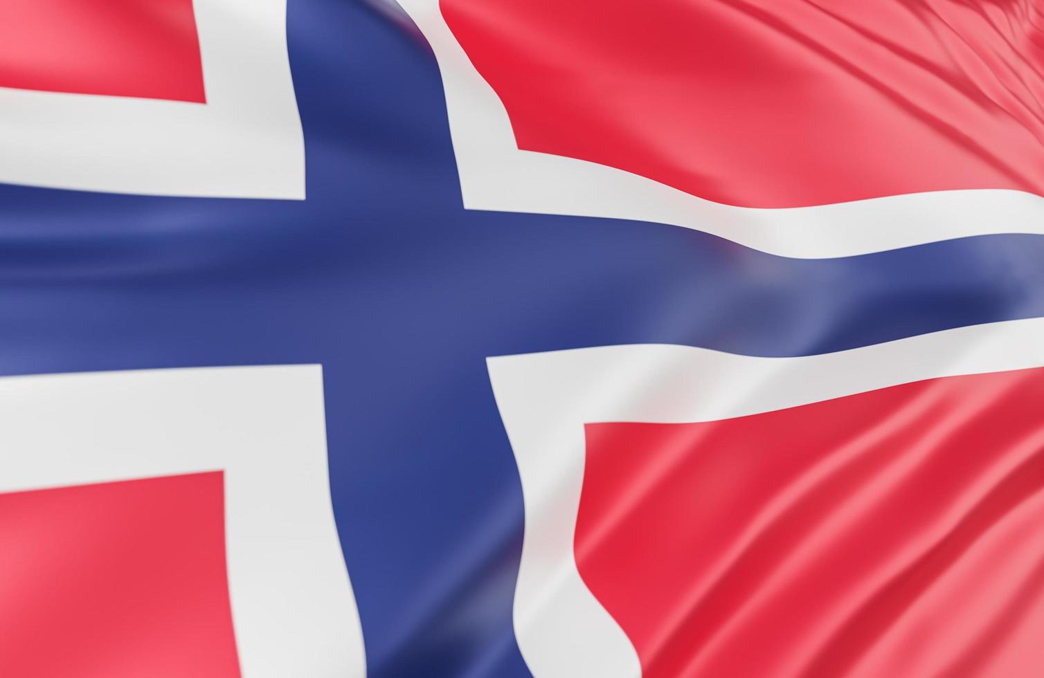 vackra norges flagga våg närbild på banner bakgrund med kopia utrymme., 3D-modell och illustration. foto