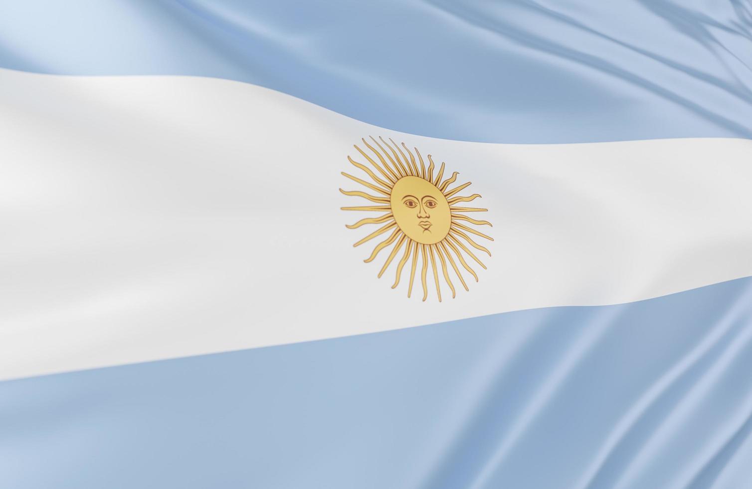 vackra Argentina flagga våg närbild på banner bakgrund med kopia utrymme., 3D-modell och illustration. foto